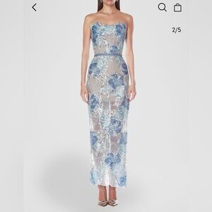 BRONX AND BANCO Jasmine Maraya Strapless Sequined Midi Dress - Powder Blue